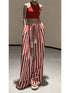 Ladies Wide Leg Stripes Long Trousers